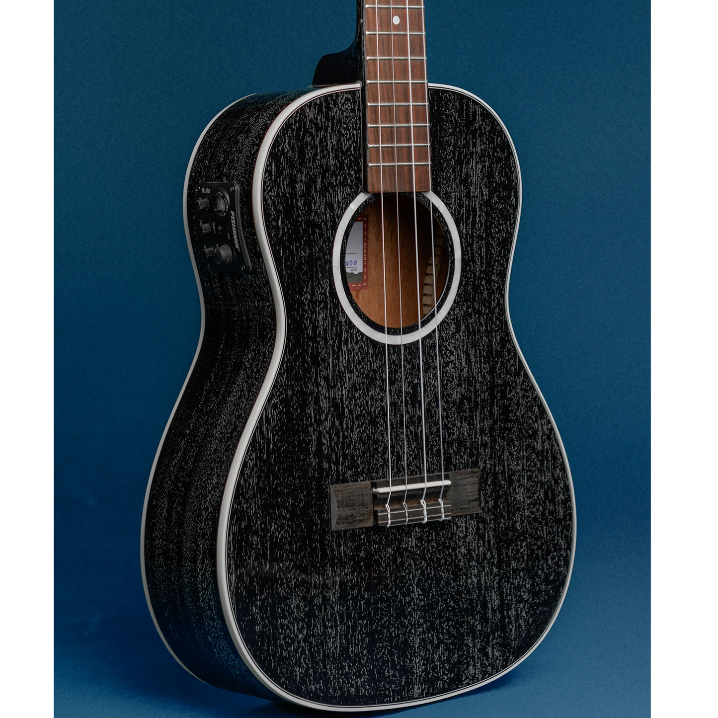 Kala All Solid Salt & Pepper Doghair Mahogany Electro Baritone Ukulele