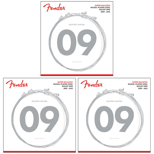 Fender Super Bullets 3 Set Bundle Nickel 9-42 - 3250L
