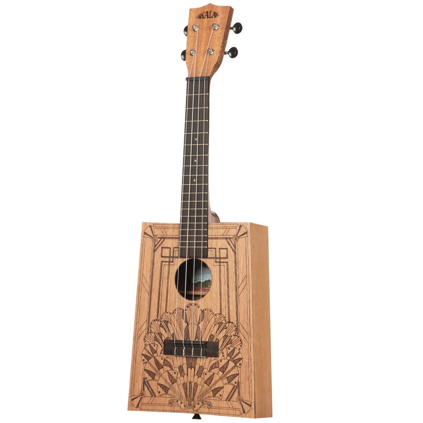 Kala Art Deco Cigar Box Concert Ukulele & Bag - KA-CB-DECO-C