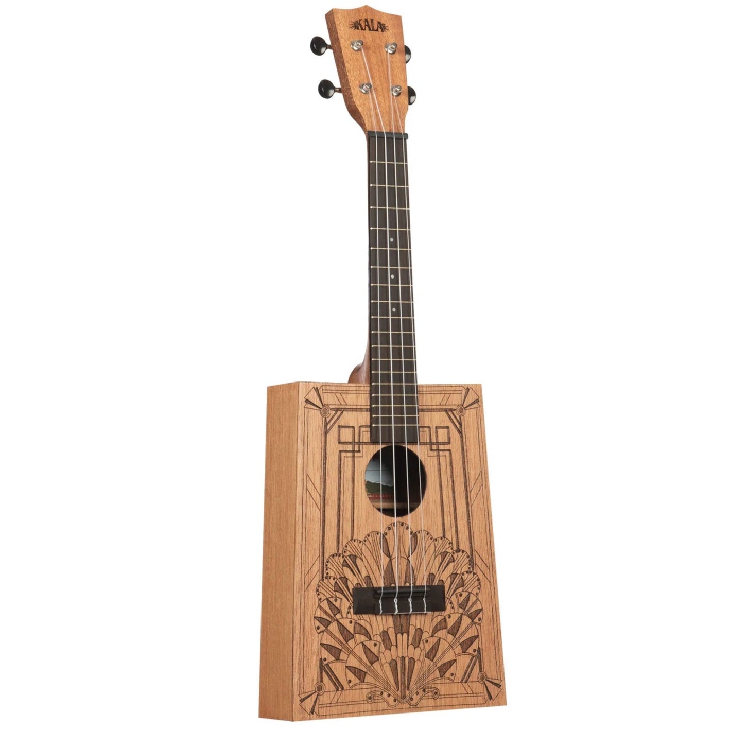 Kala Art Deco Cigar Box Concert Ukulele & Bag - KA-CB-DECO-C