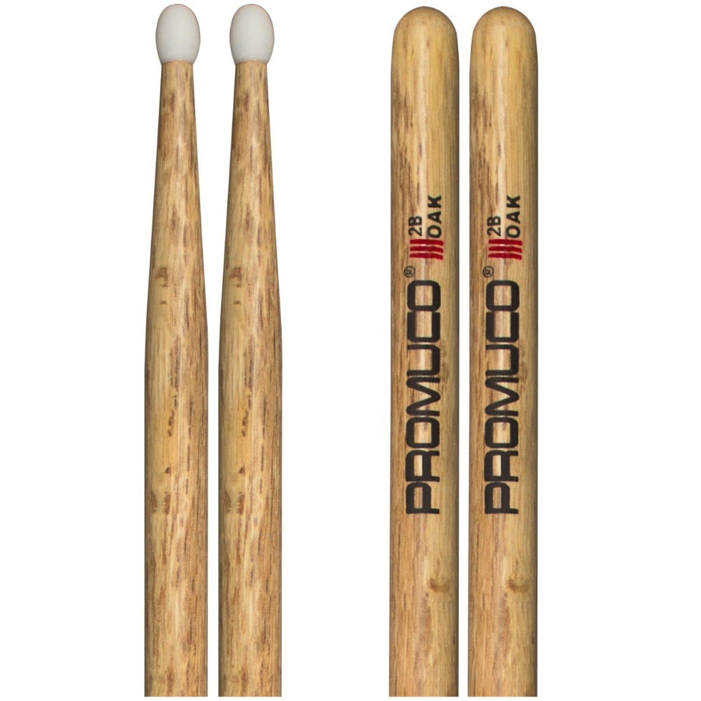 Oak Drumsticks 2B Nylon Tip Pair - Promuco