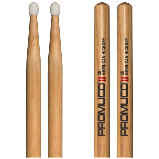 American Hickory Drumsticks 2B Nylon Tip Pair - Promuco