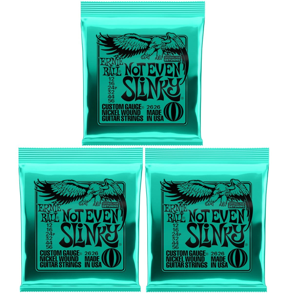 Ernie Ball Not Even Slinky Electric Guitar Strings 12-56 3 Set Bundle