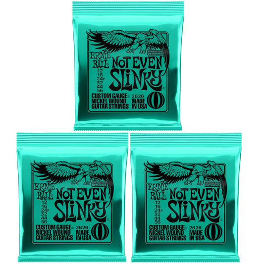 Ernie Ball Not Even Slinky Electric Guitar Strings 12-56 3 Set Bundle