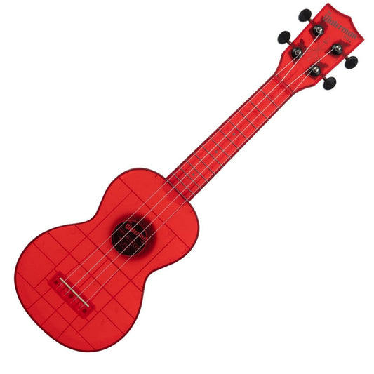 Kala Waterman Transparent Maritime Red Soprano Ukulele & Bag