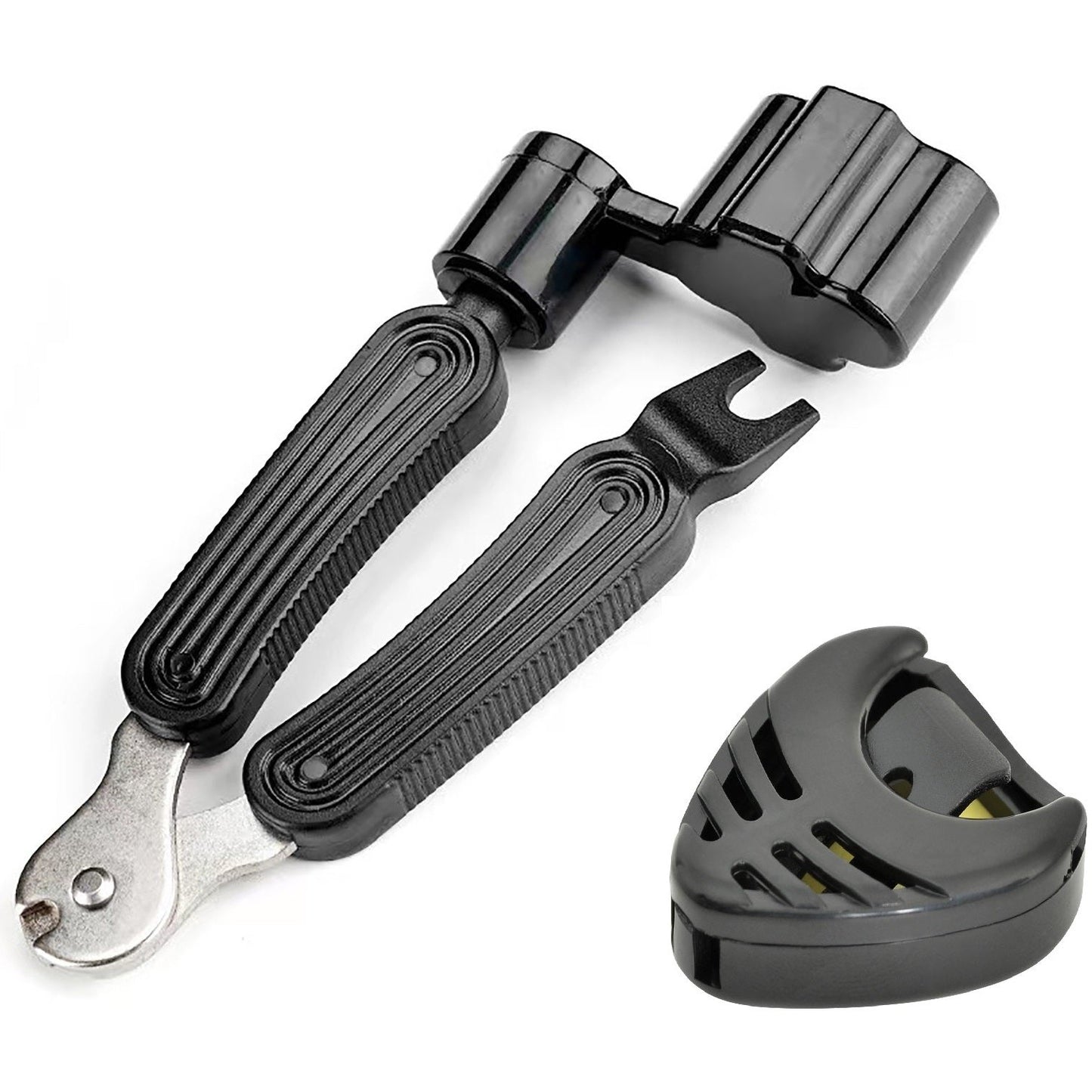 Guitar String Winder + Cutter Tool + Black Plectrum Holder KIT