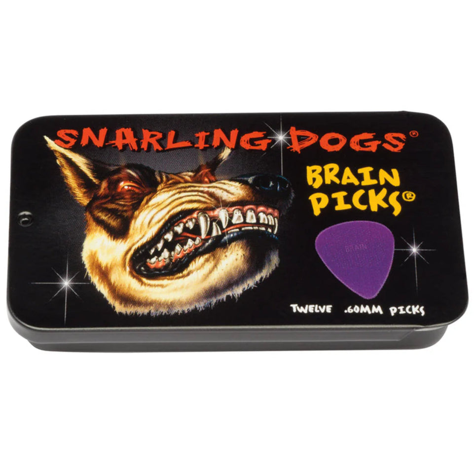 Guitar Plectrum Snarling Dogs Nylon Brain Picks 12 Pack Tin Purple 0.60 mm