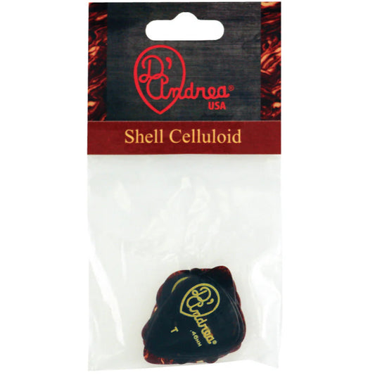 D'Andrea 351 Celluloid Tortoise Shell Pick Pack 12 Plectrums - Thin