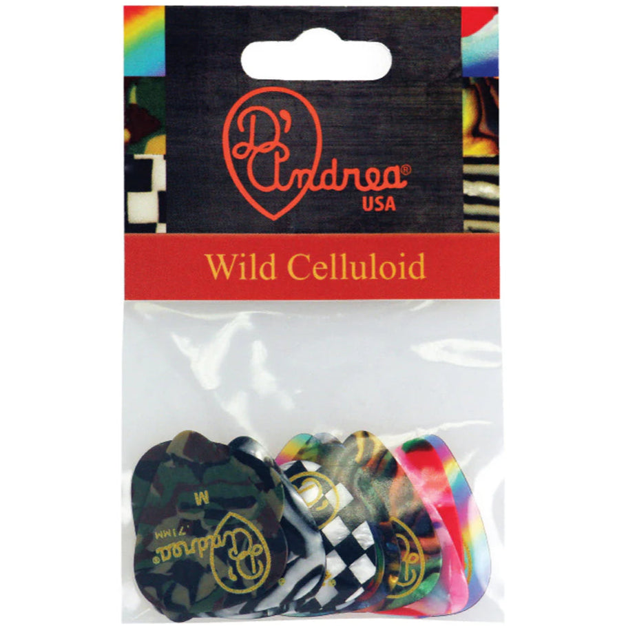 D'Andrea 351 Wild Celluloid Pick Pack 12 Plectrums - Medium