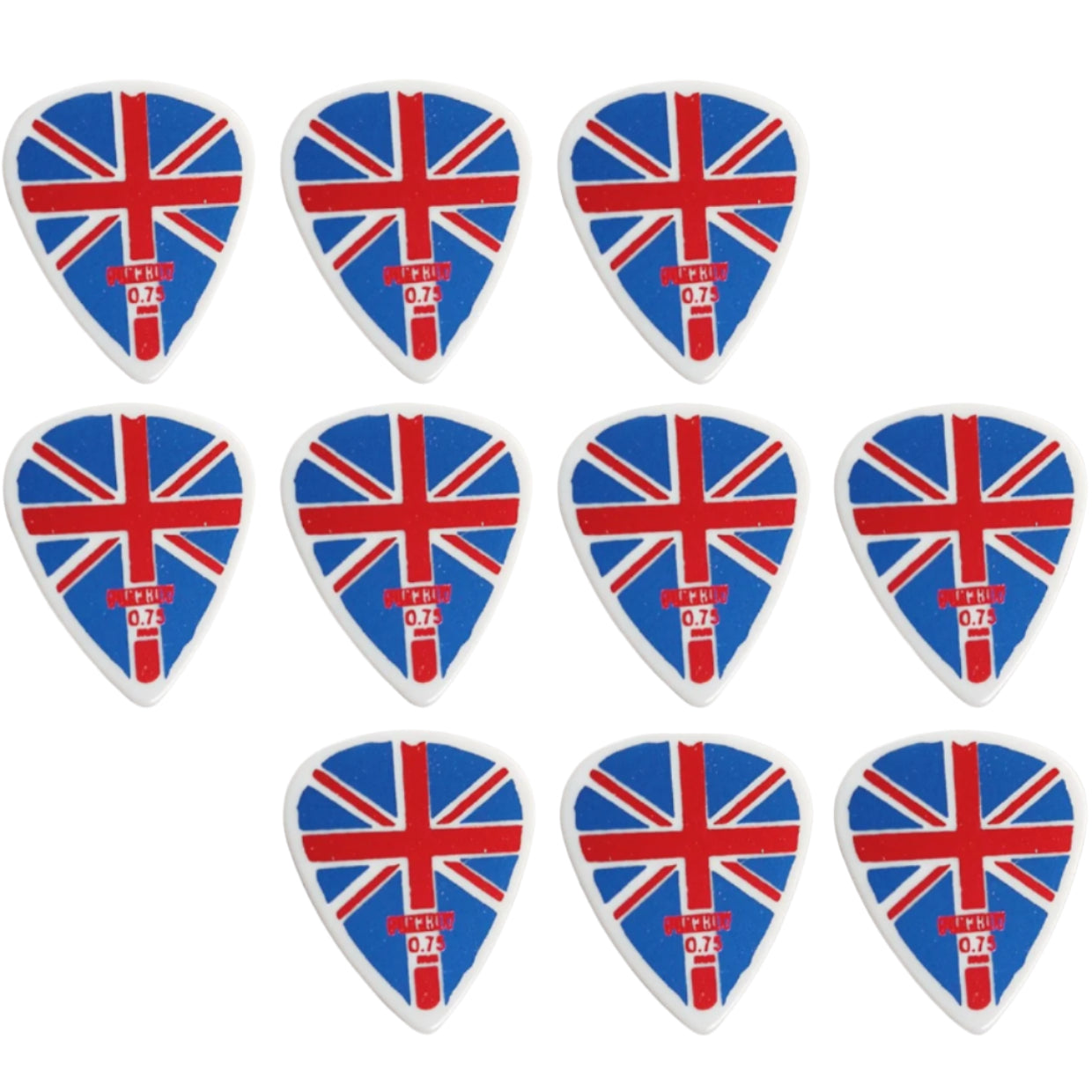 Union Jack Pickboy Celltex Plectrums 0.75 mm Set of 10