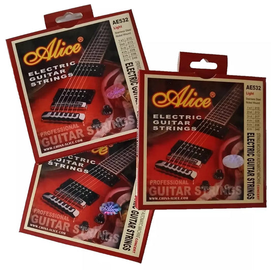 Electric Guitar Strings 3 Set Bundle NICKEL & STAINLESS STEEL .010 - .046 ALICE