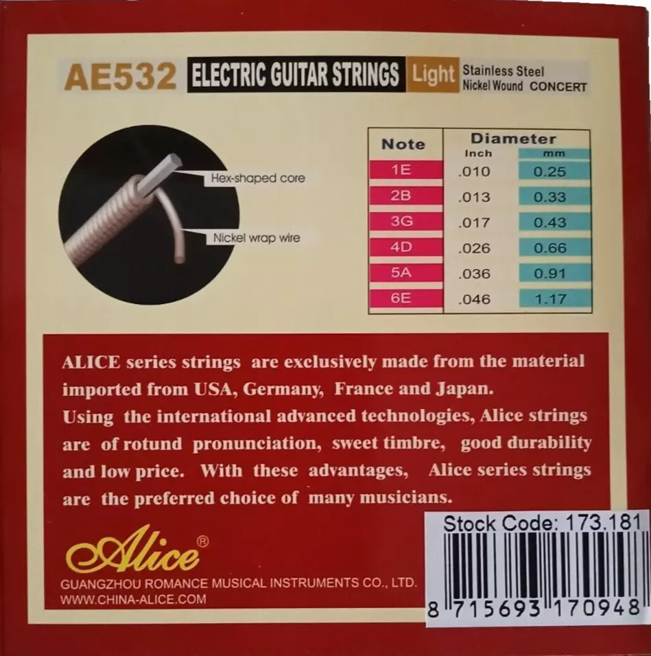 Electric Guitar Strings 3 Set Bundle NICKEL & STAINLESS STEEL .010 - .046 ALICE
