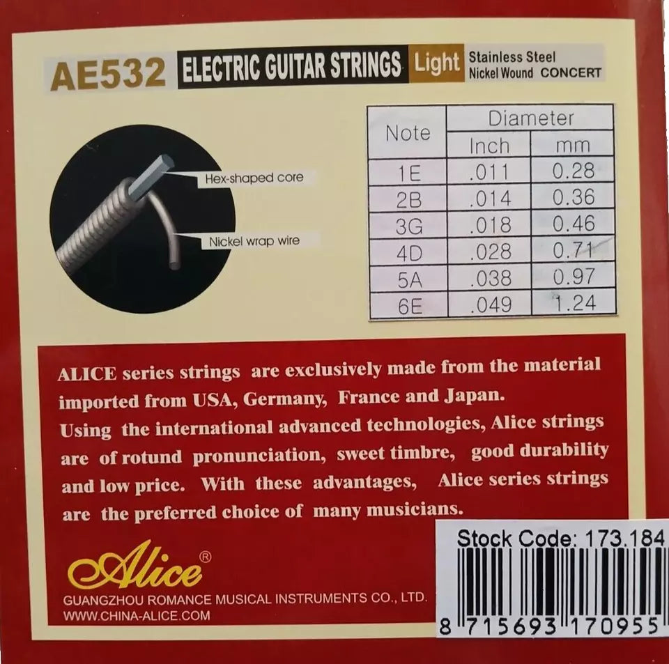 Electric Guitar Strings NICKEL & STAINLESS STEEL 3 Set Bundle .011 - .049 ALICE