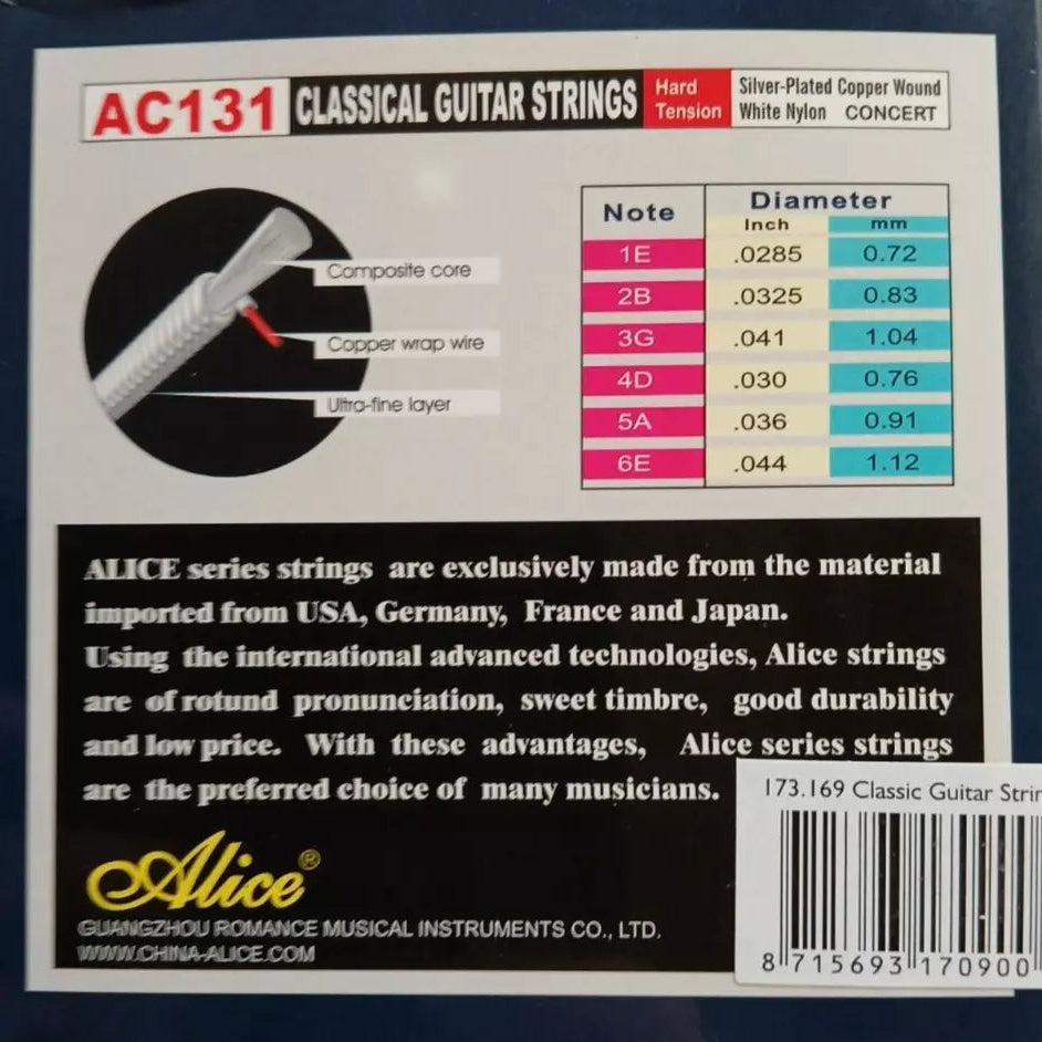 Classical Guitar Strings 3 Set Bundle NYLON 0.0285 - 0.044 ALICE