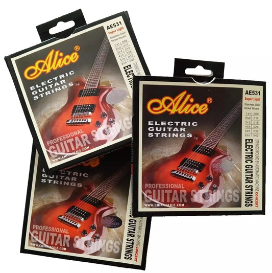 Electric Guitar Strings NICKEL & STAINLESS STEEL 3 Set Bundle .009 - .042 ALICE
