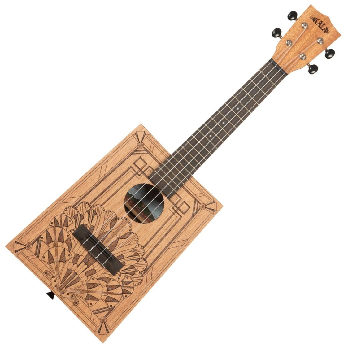 Kala Art Deco Cigar Box Concert Ukulele & Bag - KA-CB-DECO-C