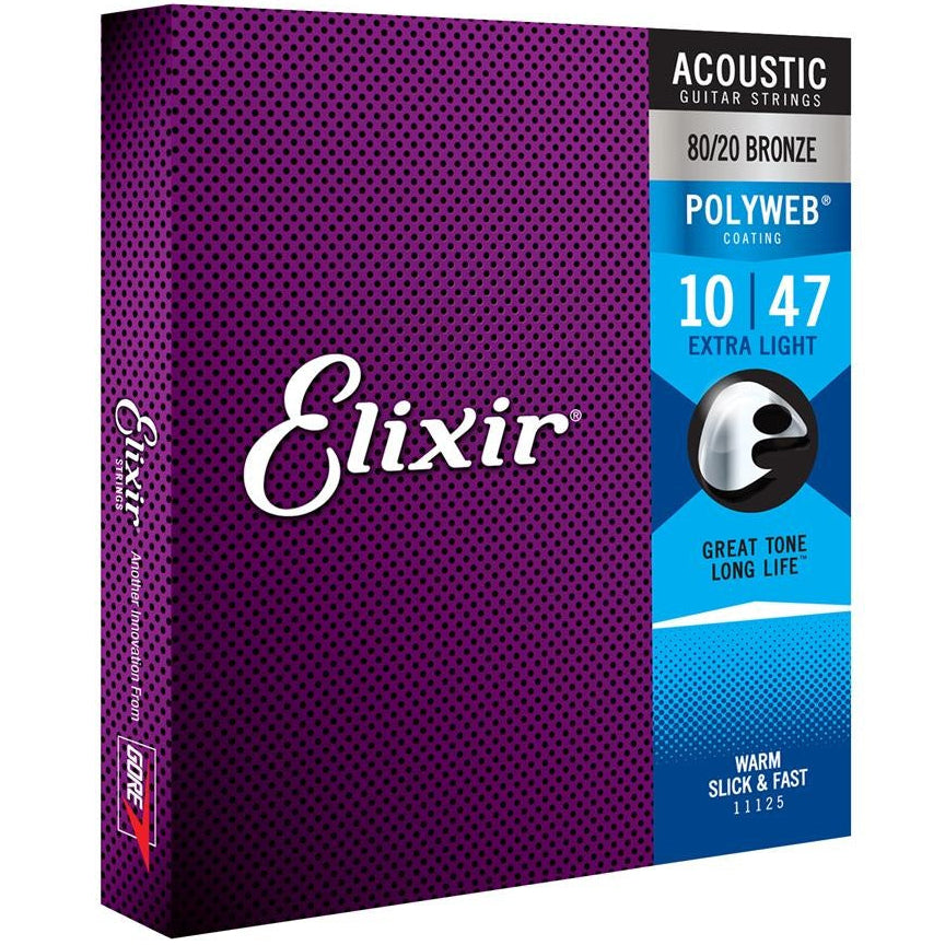 Elixir Bronze Acoustic Guitar Strings POLYWEB Coating Extra Light 10-47