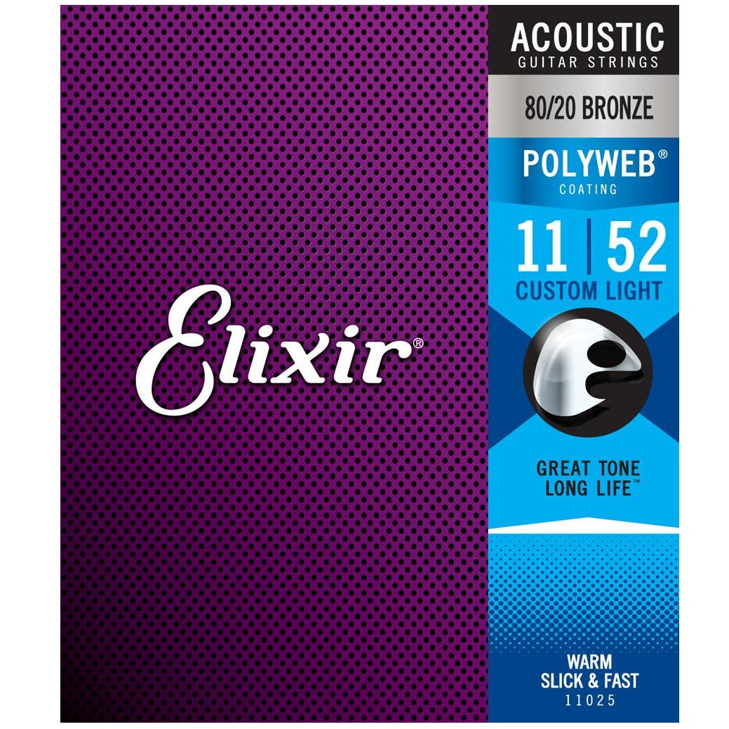 Elixir Bronze Acoustic Guitar Strings POLYWEB Coating Light 11-52