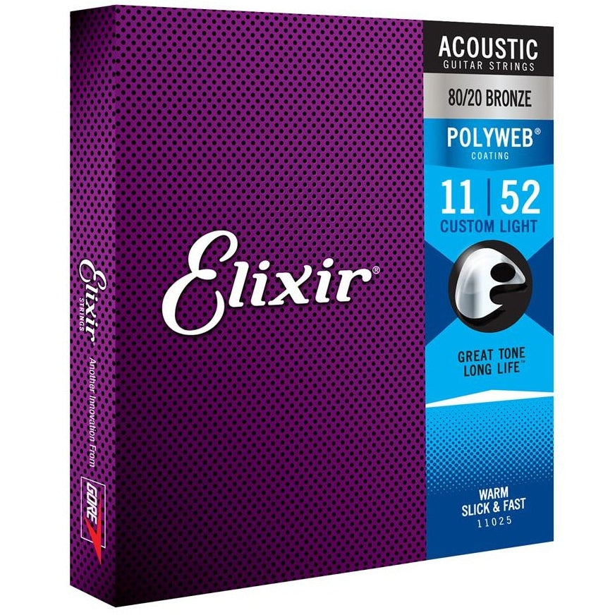 Elixir Bronze Acoustic Guitar Strings POLYWEB Coating Light 11-52
