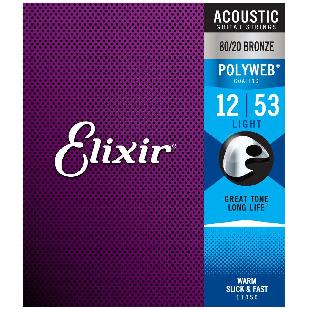 Elixir Bronze Acoustic Guitar Strings POLYWEB Coating Light 12-53