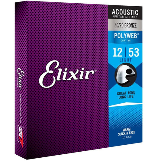 Elixir Bronze Acoustic Guitar Strings POLYWEB Coating Light 12-53