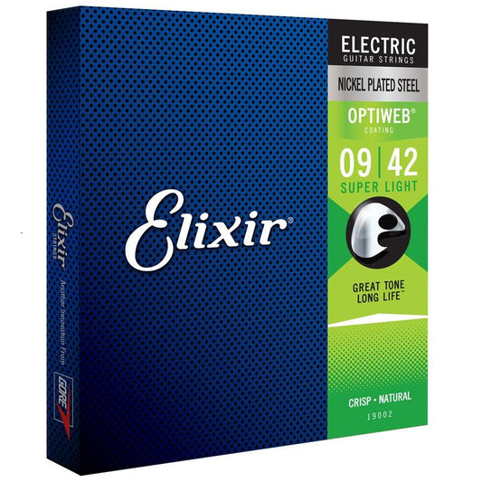 Elixir Electric Guitar Strings OPTIWEB Coating Super Light .009-.042 E19002