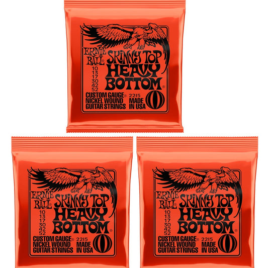 Ernie Ball Skinny Top Heavy Bottom Electric Guitar Strings 10-52 3 Set Bundle