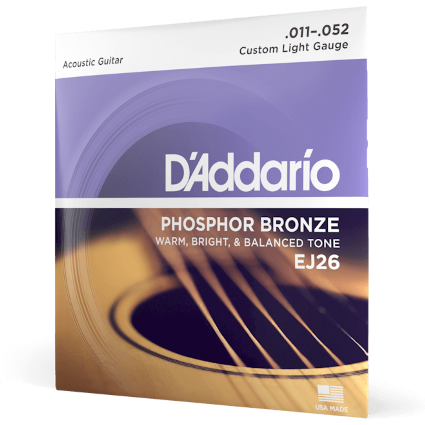D'Addario Phosphor Bronze Acoustic Guitar Strings 11-52 Custom Light