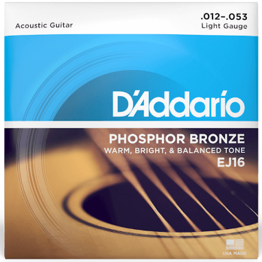 D'Addario Phosphor Bronze Acoustic Guitar Strings 12-53 Light Gauge