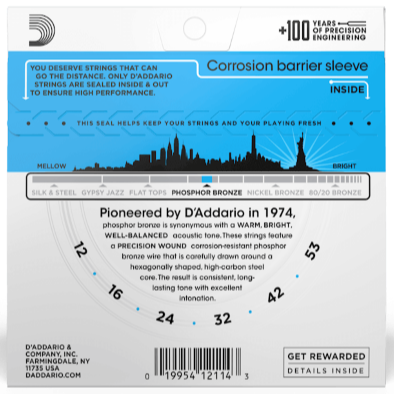 D'Addario Phosphor Bronze Acoustic Guitar Strings 3 Pack 12-53 EJ16-3D