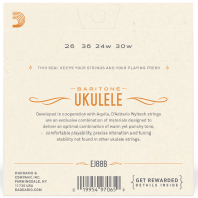 D'Addario Nyltech Baritone Ukulele String Set - EJ88B