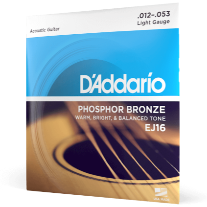 D'Addario Phosphor Bronze Acoustic Guitar Strings 12-53 Light Gauge