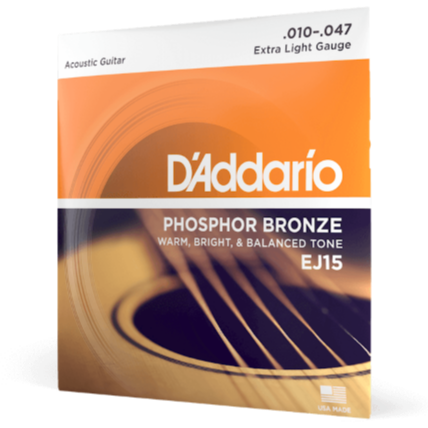 D'Addario Phosphor Bronze Acoustic Guitar Strings 10-47 Extra Light