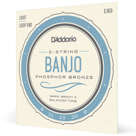 D'Addario EJ69 Banjo 5-String G-Banjo Set 09-20 Light Loop End