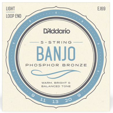D'Addario EJ69 Banjo 5-String G-Banjo Set 09-20 Light Loop End