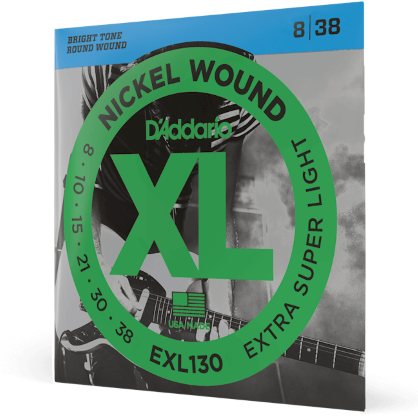 D'Addario XL Nickel Electric Guitar Strings 08-38 Extra Super Light EXL130