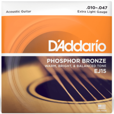 D'Addario Phosphor Bronze Acoustic Guitar Strings 10-47 Extra Light