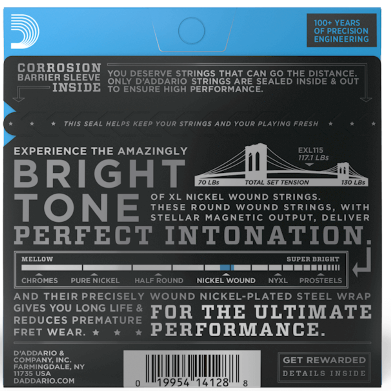 D'Addario XL Nickel Electric Guitar Strings 11-49 Medium EXL115