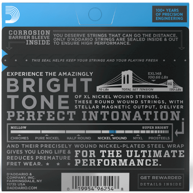 D'Addario XL Nickel Electric Guitar Strings 12-60 Extra Heavy EXL148