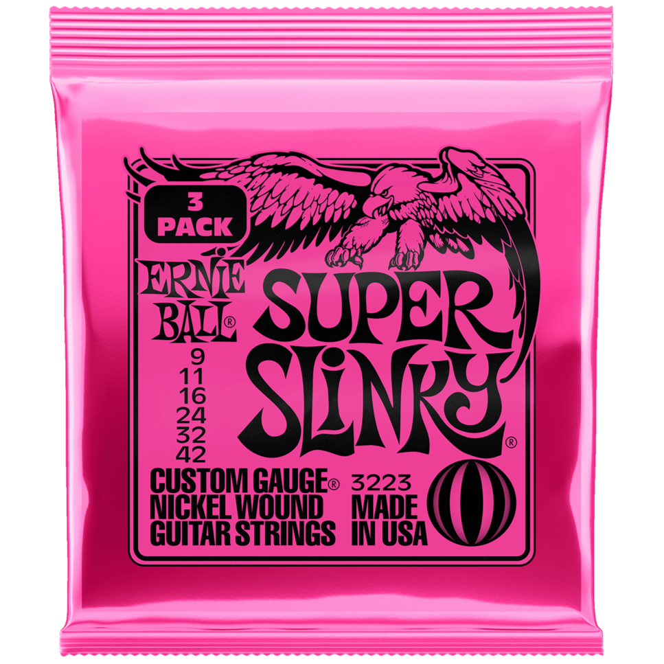 Ernie Ball Super Slinky 3 Set Pack Pinks 9-42